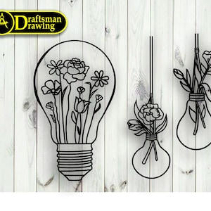 Flowering Bulb Wall art Decor vector drawing file for laser cutting , plasma cutting( dxf , dwg , ai , svg , pdf)Metalic & Wood CNC machine!