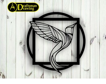 Hummingbird Flower Wall Art, Laser Cut Vector File (Digital Download)