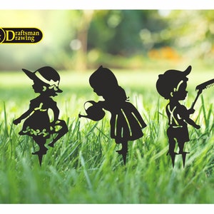 Kids ( Children )  (3 pcs) Garden Stakes  High Quality vector drawing file for laser cutting , plasma cutting ( dxf , dwg , cdr , svg )