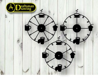 Coffee Wall Clock Vector File, CNC Laser Cut (Digital Download)