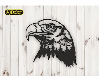 Fichier vectoriel de décoration d'art mural American Eagle pour la découpe laser, découpe plasma (dxf, dwg, cdr, svg) machine CNC en métal et en bois !