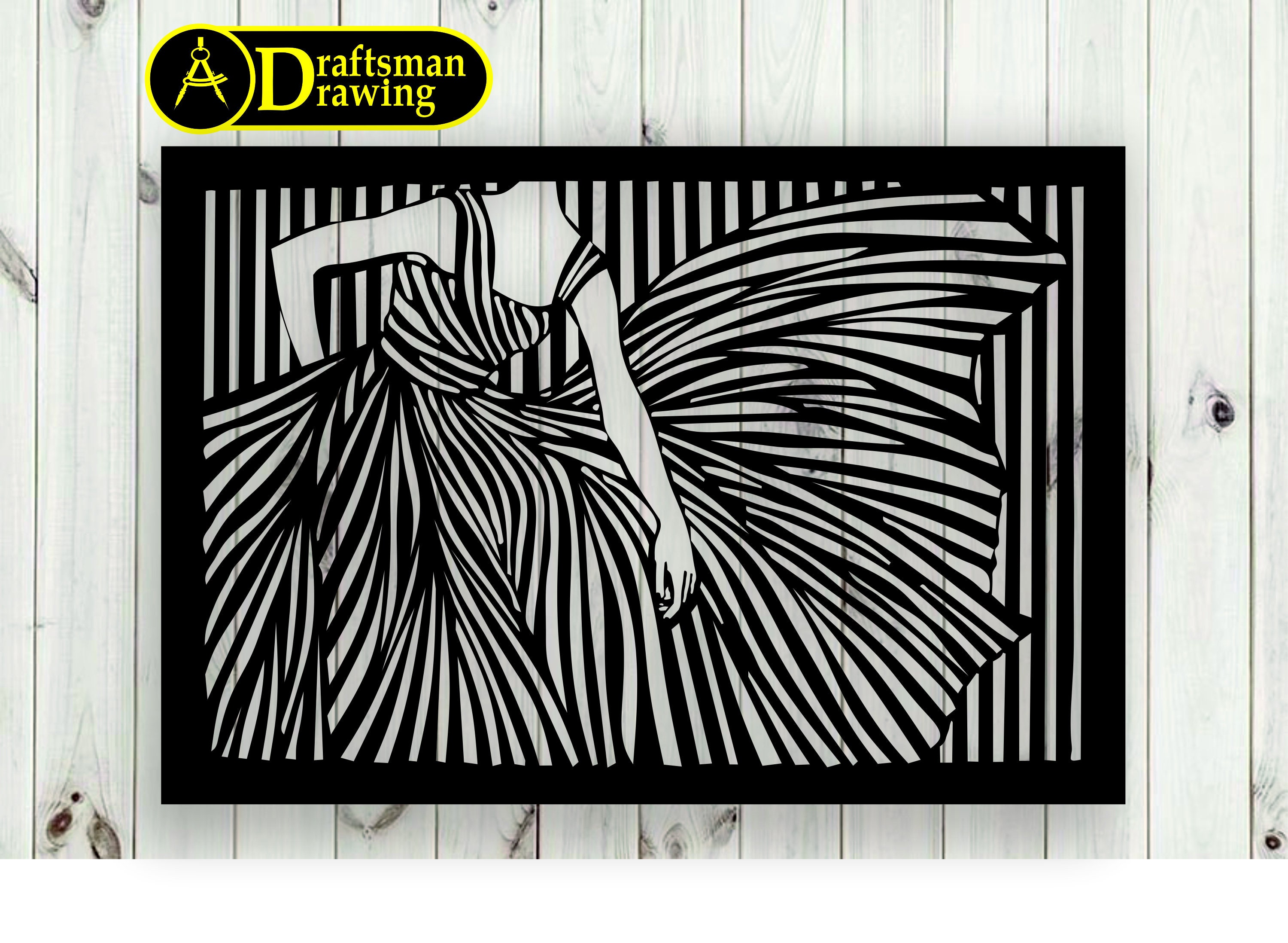 Woman in Dress Wall Art Decor Vector File for Laser Cutting , Plasma ...