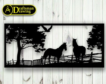 Horse Wall art  Decorvector drawing file for laser cutting , plasma cutting  ( svg , dxf , dwg , ai , cdr )  Metalic & Wood CNC machine!