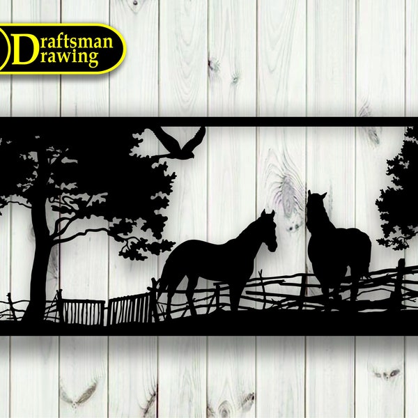 Horse Wall art  Decorvector drawing file for laser cutting , plasma cutting  ( svg , dxf , dwg , ai , cdr )  Metalic & Wood CNC machine!