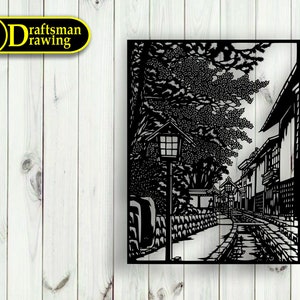 Street Tree Wall art  Decor vector drawing file for laser cutting , plasma cutting( dxf , dwg , ai , cdr , svg ) Metalic & Wood CNC machine!