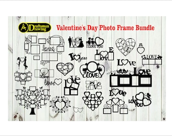 Cadres photo Saint-Valentin, art mural, fichier de dessin vectoriel de haute qualité pour la découpe laser, découpe plasma (dxf, dwg, cdr, svg, eps)