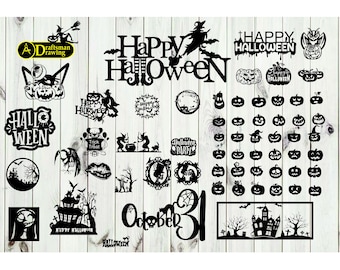Bundle Halloween art mural déco fichier vectoriel pour découpe laser, découpe plasma (dxf, dwg, cdr, svg) machine CNC en métal et bois