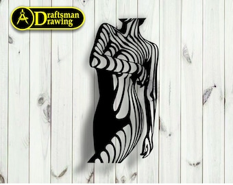 Woman Body Wall art  Decor vector drawing file for laser cutting , plasma cutting ( dxf , dwg , cdr , svg  )Metalic & Wood CNC machine!