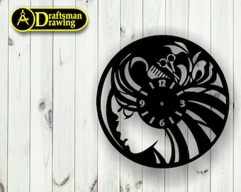Barber Shop Wall Clock Vector File, Laser Cut CNC (Digital Download)