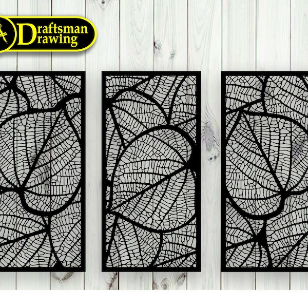 Décoration d'art murale en forme de feuille, fichier vectoriel découpé au laser (téléchargement numérique)
