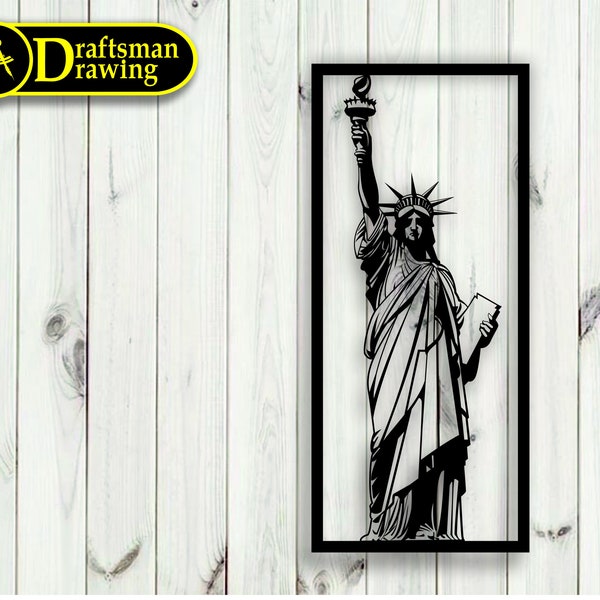 Statue of Liberty Wall art  Decor vector drawing file for laser cutting , plasma cutting( dxf , dwg , cdr , svg )Metalic & Wood CNC machine!