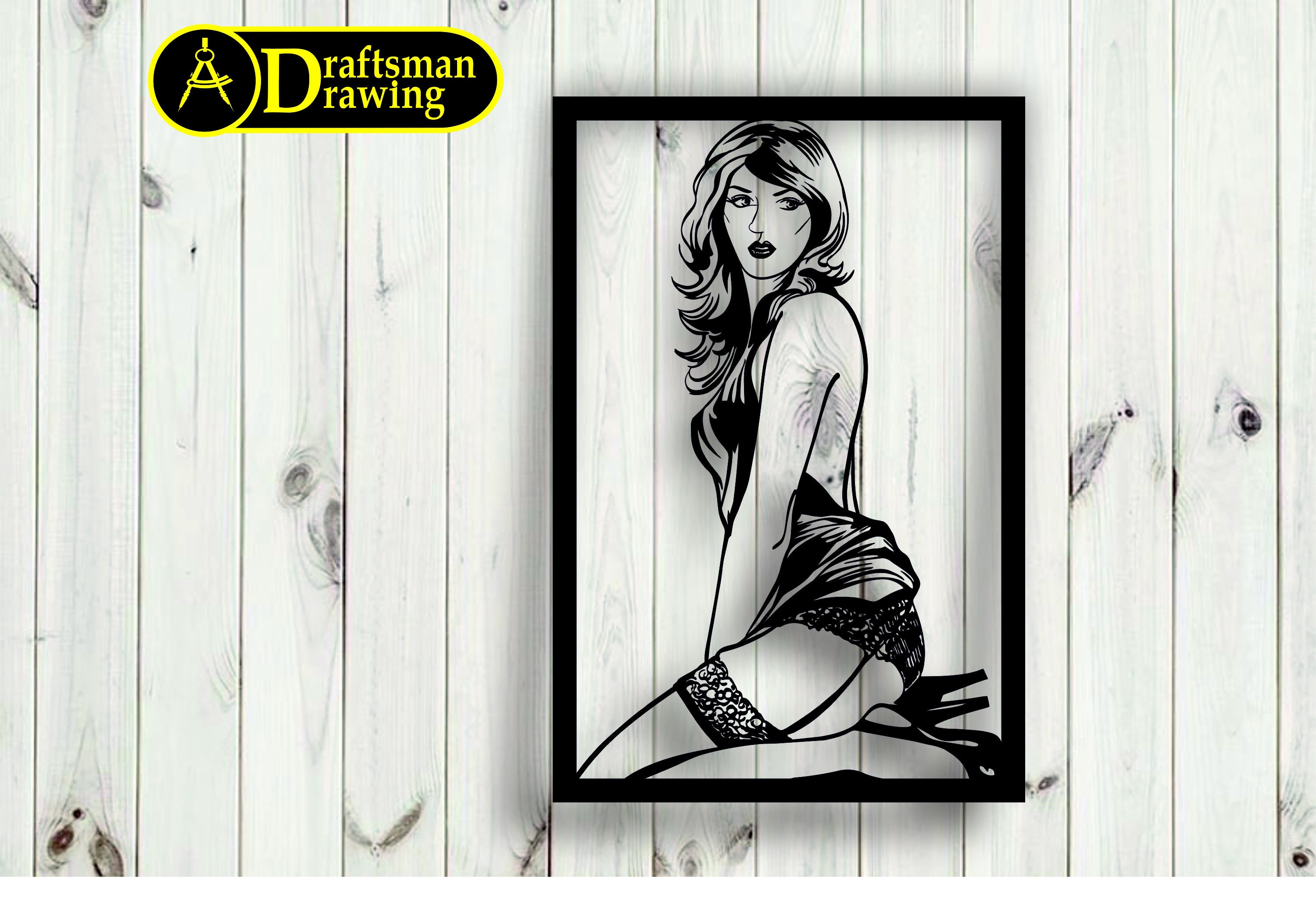 Sexy Woman Wall art  Decorvector file for laser cutting , plasma cutting  ( dxf , dwg , ai , cdr , svg )    Metalic & Wood CNC machine!