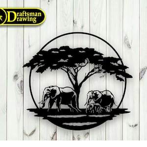 Elephant Wall art  Decor vector file for laser cutting , plasma cutting  ( svg , dxf , dwg , cdr)  Metalic & Wood CNC machine!