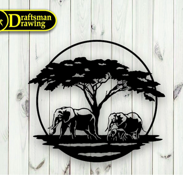 Elephant Wall art Decor archivo vectorial para corte por láser, corte por plasma (svg, dxf, dwg, cdr) ¡Máquina CNC de metal y madera!