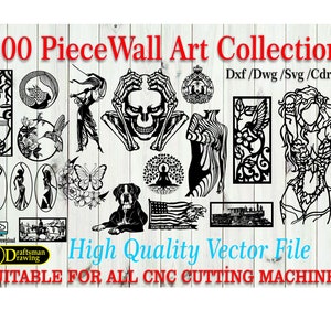 Wall Art Collection, Drawing File For CNC Laser , Plasma , Router and Waterjet Cutting ( dxf , dwg , cdr ,svg)  (100+ pcs)
