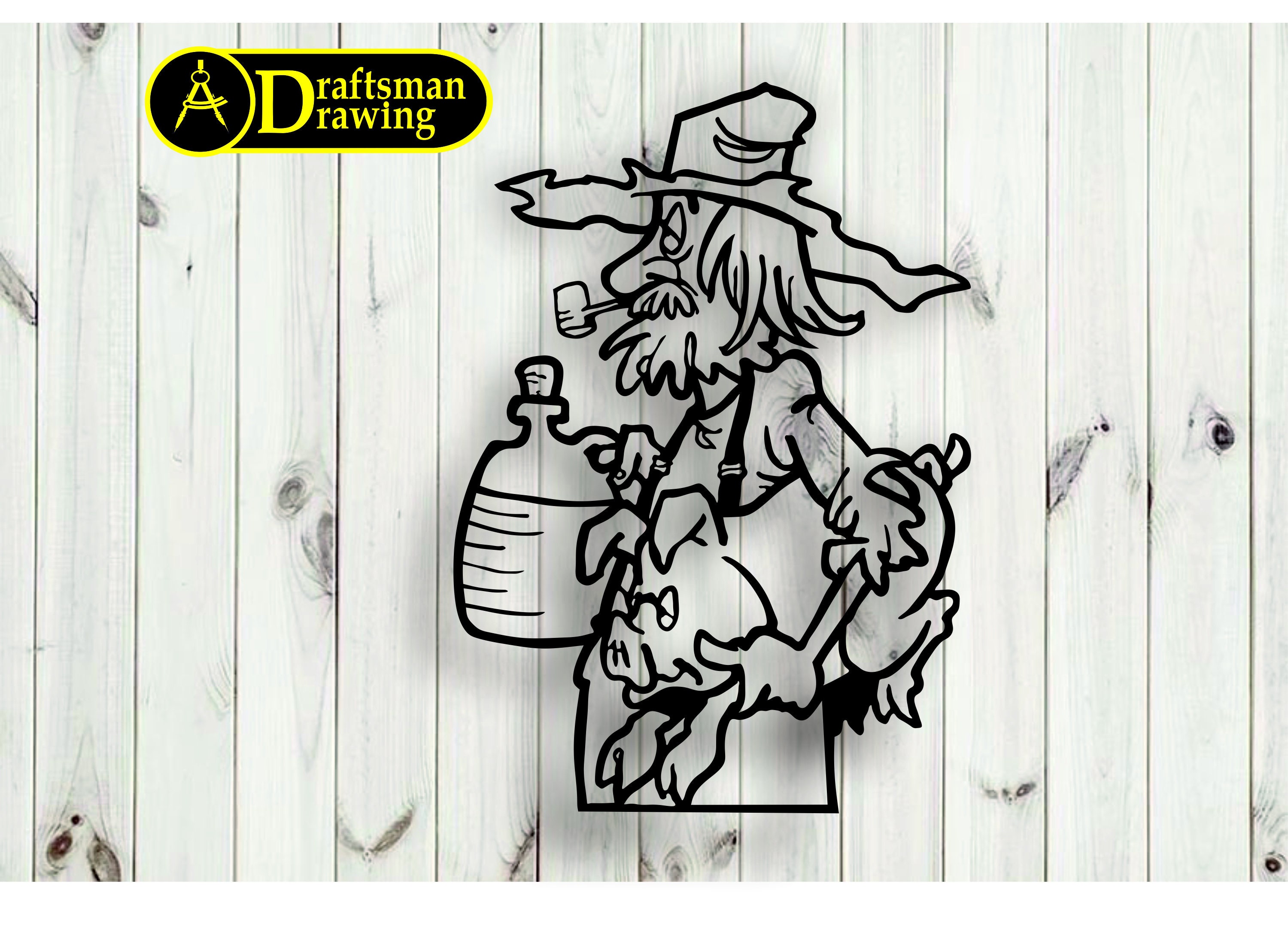 Old Farmer Wall art  Decor vector file for laser cutting , plasma cutting  ( dxf , dwg , cdr , svg )    Metalic & Wood CNC machine!