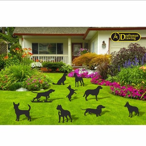 Dogs Garden Stakes (9 pcs)  High Quality vector drawing file for laser cutting , plasma cutting ( dxf , dwg , cdr , svg )