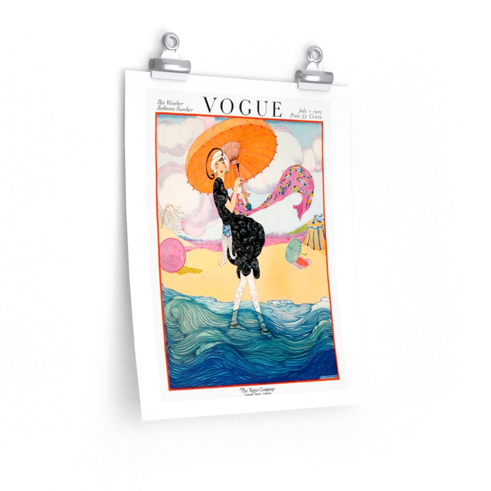 Vintage Vogue Magazine Cover Wall Art Print July 1st 1919 Etsy