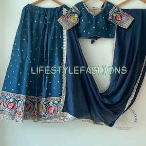 Sequin Embroidered Silk Lehenga Choli: Indian Wedding Outfit