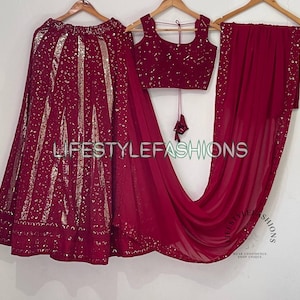 Maroon Sabyasachi Designer Lehenga Choli with Embroidery Sequence Work Wedding Lehanga Choli Indian PartyWear Lahenga Choli for Women,Lengha