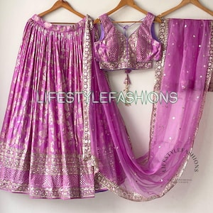 Lavender Lehenga Choli for Women Indian Wedding Party Embroidered Lengha Choli Custommade Chaniya Choli Designer Ready to Wear Lehenga Choli