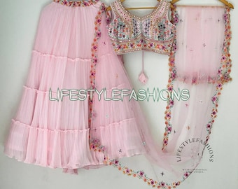 Pink Party Wear Lehenga Choli, Engagement Outfit, Indian Wedding Festive Lehengas
