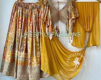 Yellow Embroidered Lehenga Choli: Haldi, Wedding, and Party Wear