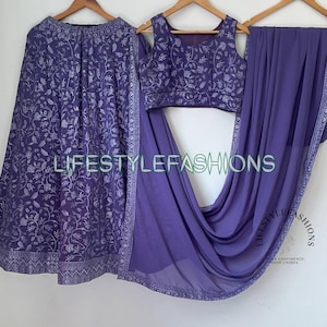 Purple Lehenga Choli for Women Beautiful Embroidered Work Simple Lehanga Choli Wedding Party Wear Bridesmaids Lengha Choli with Dupatta USA