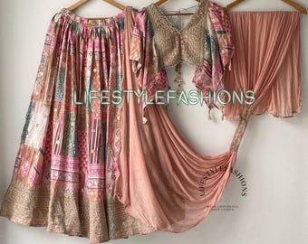 Beige Chinon Silk Lehenga Choli, Dori Zari Embroidery, Indian Wedding Outfit
