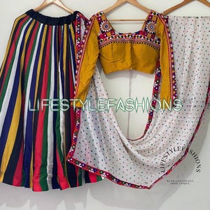 Indian Navratri Special Chaniya Choli for Garba, Beautiful Yellow Stitched Blouse with Lehenga,Ready to Wear Lengha Choli, Navratri Ghagra