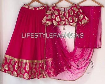 Pink Georgette Lehenga Choli: Zari,Sequins Embroidered Party Wear Chaniya Choli