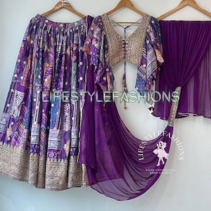 Zari Embroidered Purple Lehenga Choli Reception Party Wear Lengha Choli Indian Wedding Guest Ethnic Chaniya Choli for Women Gifts for Her