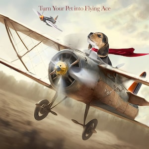 Vintage Airplane Pet Photoshop Background  Digital Pet Portrait Overlay  Flying Ace Dog Composite  Funny Pet Wall Art  Pet in Cockpit Image