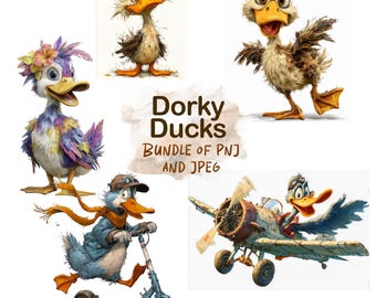 Enten Clipart Bundle | Schrulliges Cartoon PNG, JPEG (Digitaler Download)