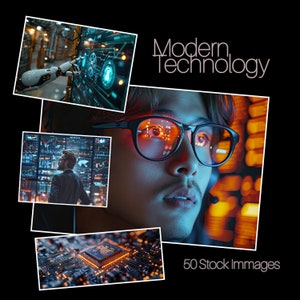 Futuristiska AI-stockbilder: 50 högteknologiska nätverksdesigner (digital nedladdning i PNG)