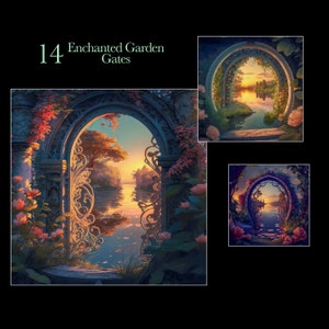 Enchanted Garden Gates Photography Portrait Backgrounds Digital Fairy Backgrounds Magical Creations Bundle Photography Backgrounds