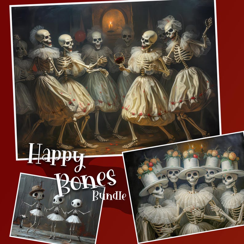 Skeleton Art Bundle Clipart Wall Art Vintage Creative Design for