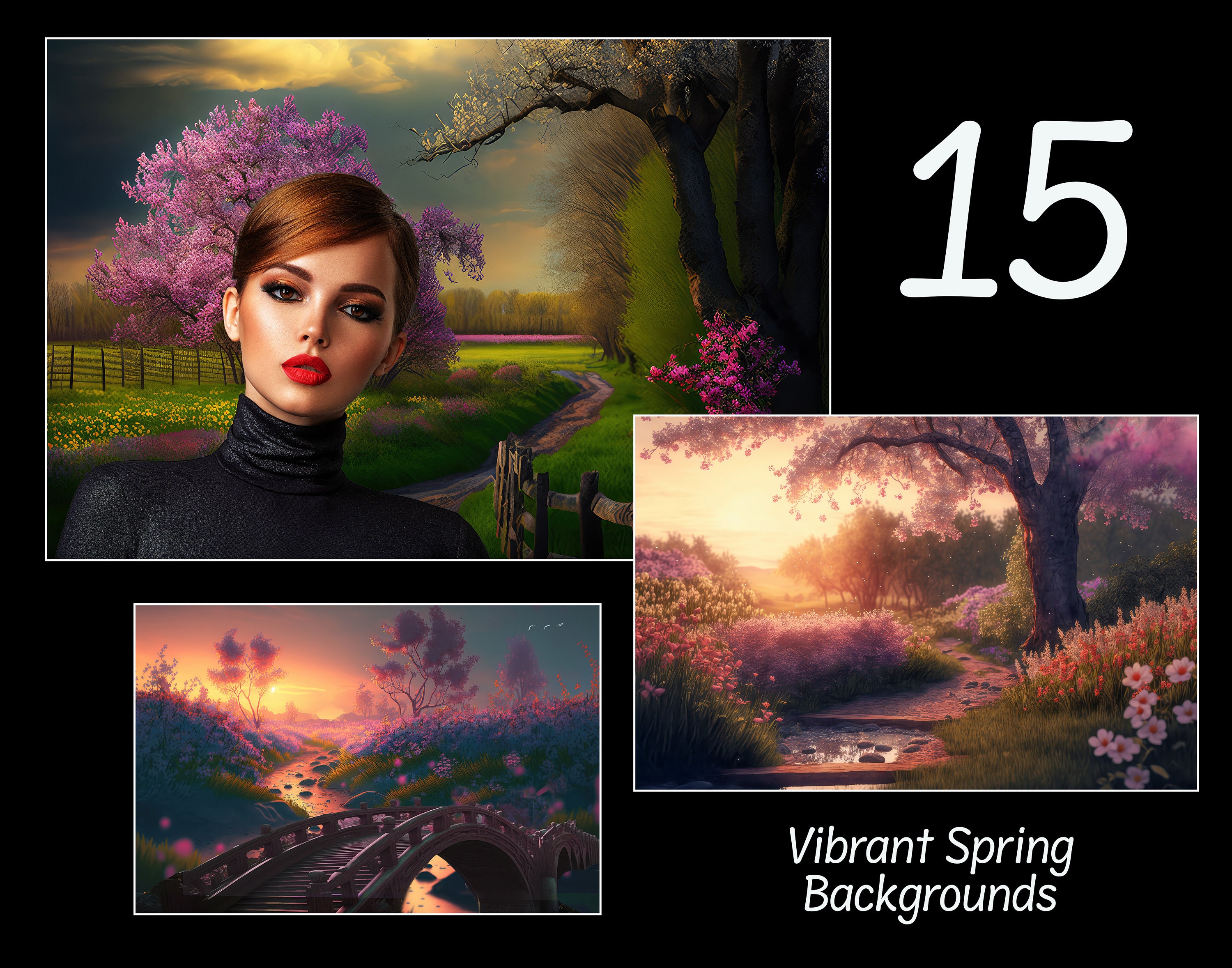 15 Spring Background Overlays, Floral Digital Art (digital Download) - Etsy