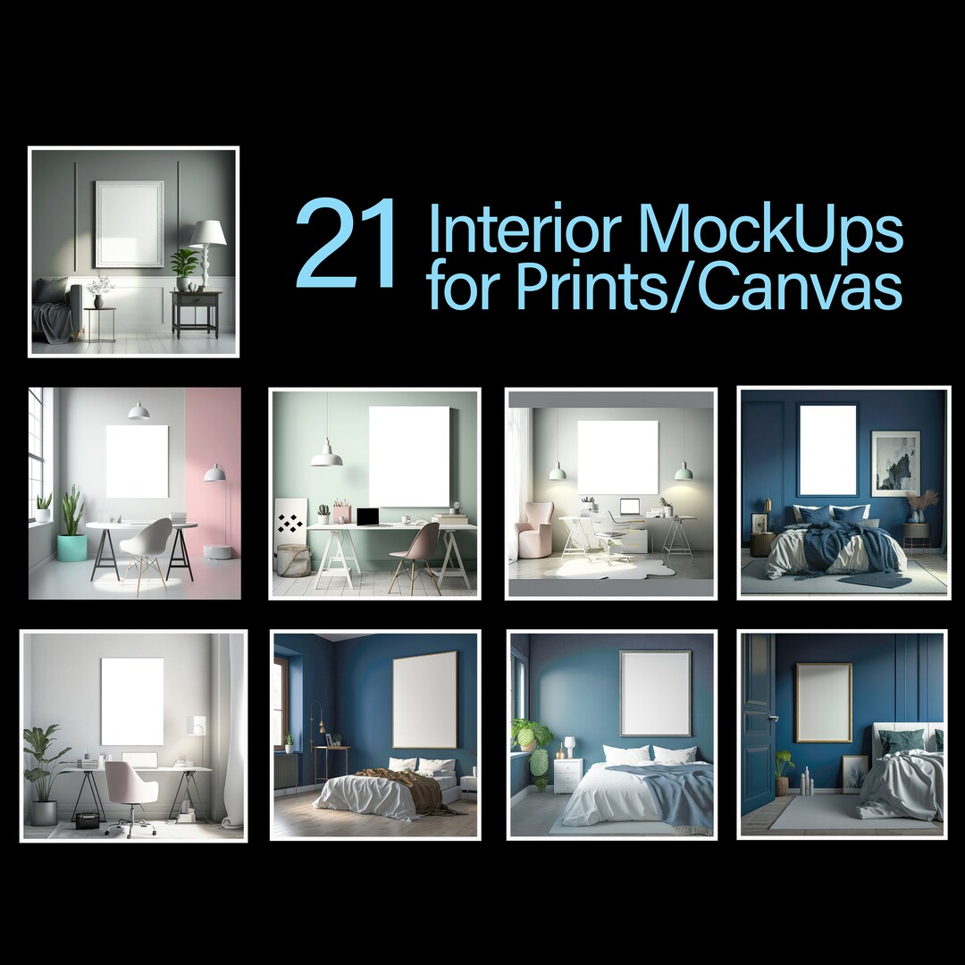 Interior Wall Art Mockups, Canvas & Poster Displays (digital Download ...