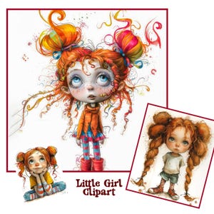 Skurrile Kunst Design kleine Mädchen Cliparts digital bedruckbares Bundle für Scrapbooks - Print on Demand oder Wall Art Illustrationen für lustige Geschenke