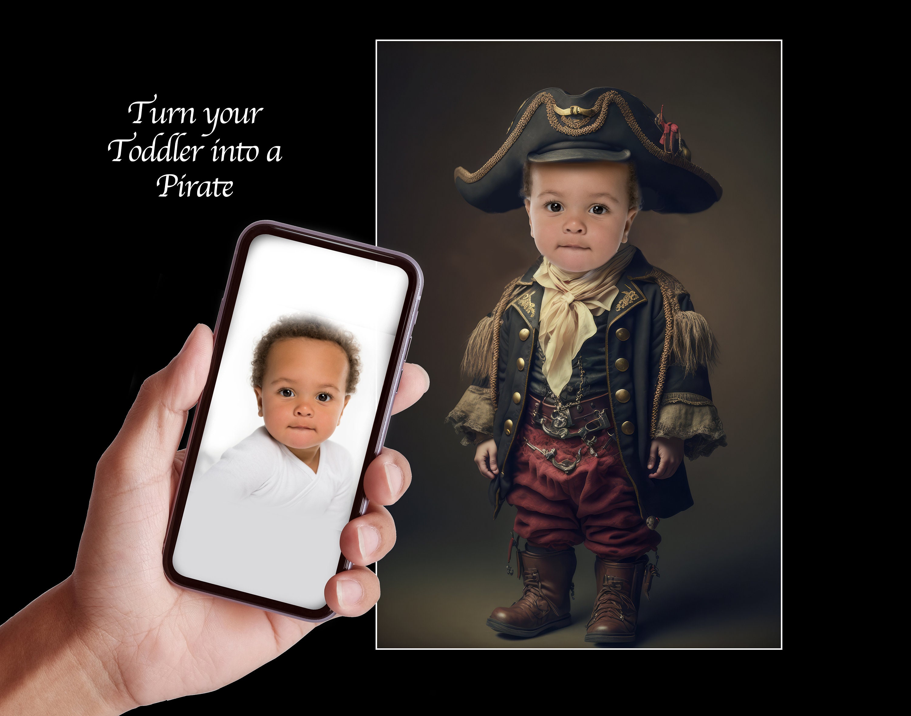 Toddler Pirate portrait background Quickly turn your toddler into Pirate Nursery illustration Wall art Photoshop creation,