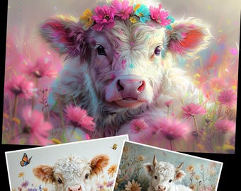 Highland Cow Art Prints, Farmhouse Decor (Digital Download)