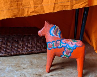 swedish Scandinavian dale horse wooden red hand painted retro scandi design decorative