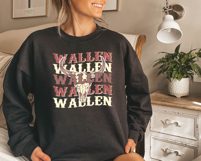 Wallen Western Sweatshirt Wallen Bullhead Sweatshirt Cowboy - Etsy