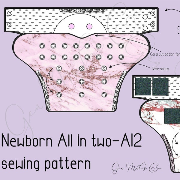 Newborn Cloth Diaper Sewing Pattern, All In two AI2 sewing pattern, PDF sewing pattern