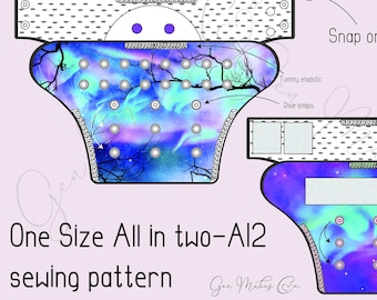 OS Cloth Diaper Sewing Pattern, PDF sewing pattern, All in two, AI2