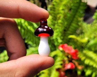 Glass Amanita Mushroom Pendant Charm