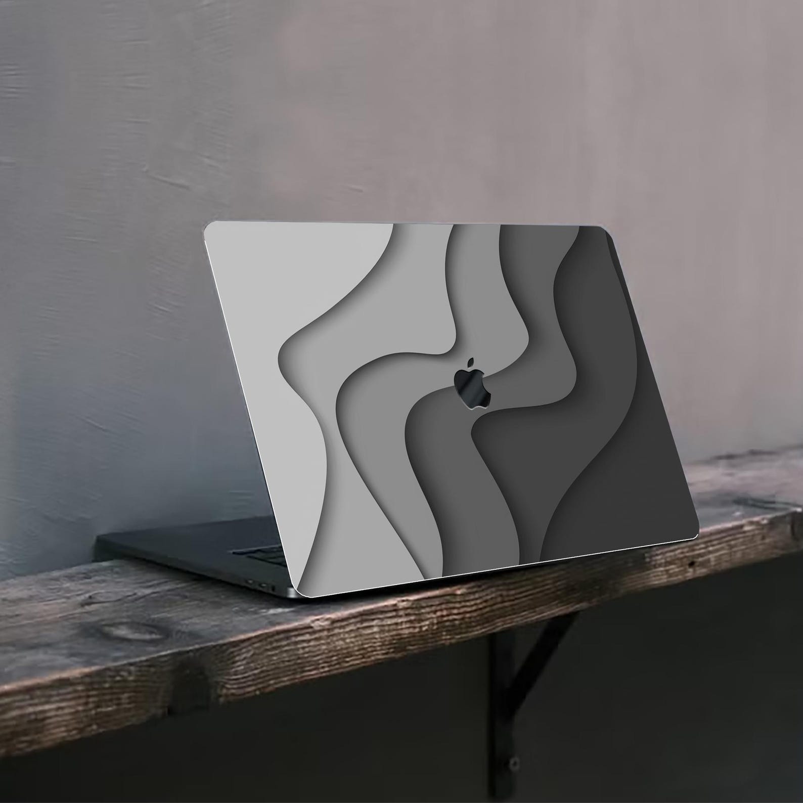 Gray Gradient Wave MacBook Case, Hard Rubberized Cover - Etsy