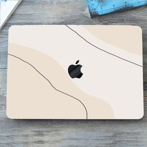 Light Beige Color Pastel Hand Drawing Lines Printing Hard Rubberized Case Cover for MacBook Air Pro 13 14 15 16 M1 M2 Retina Touch Laptops