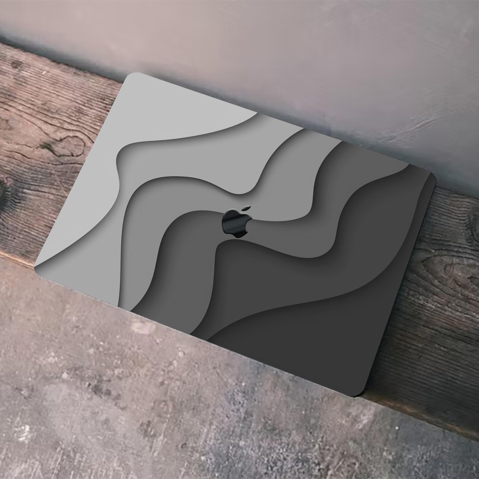 Gray Gradient Wave MacBook Case, Hard Rubberized Cover - Etsy